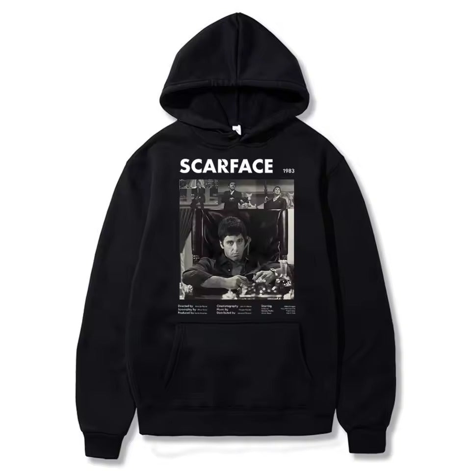 Scarface Black Hoodie Streetwear Pullover Unisex Oversized Sweatshirt