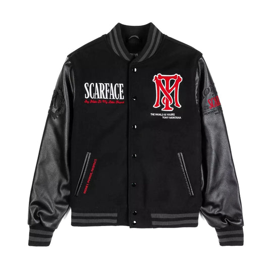 Scarface varsity bomber Tony Montana The World Is Yours Black Jacket