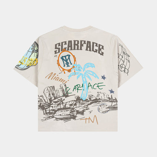 Scarface Post Card T-Shirt – Iconic Film Inspired Short Sleeve Top