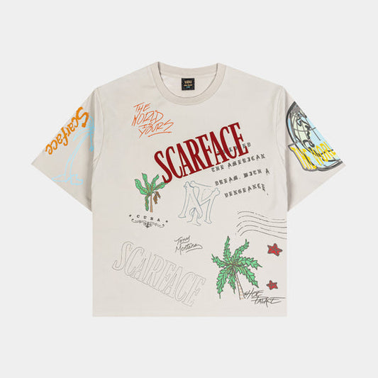 Scarface Post Card T-Shirt – Iconic Film Inspired Short Sleeve Top